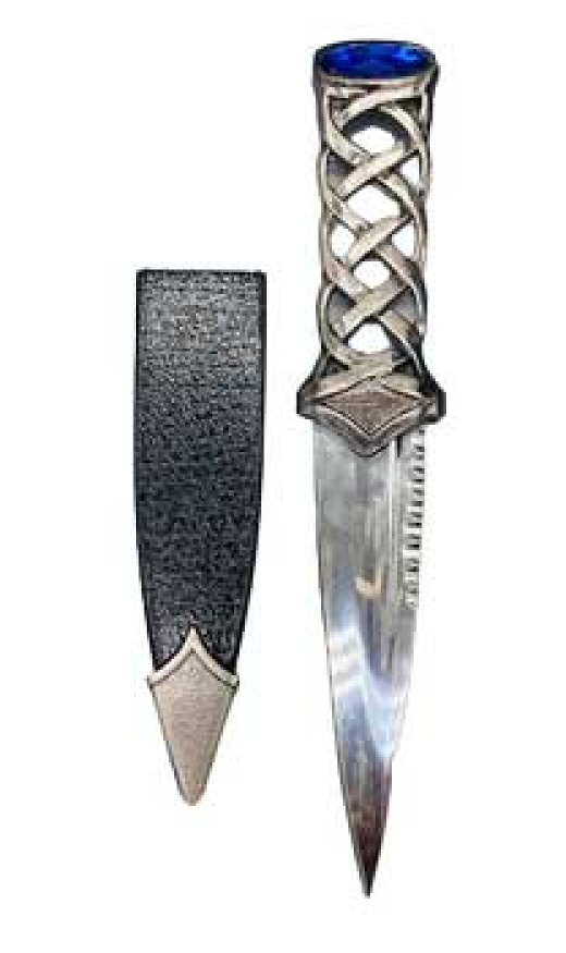 7" Scottish Athame with Sheath - Blue Faux Gem Highlander Athame