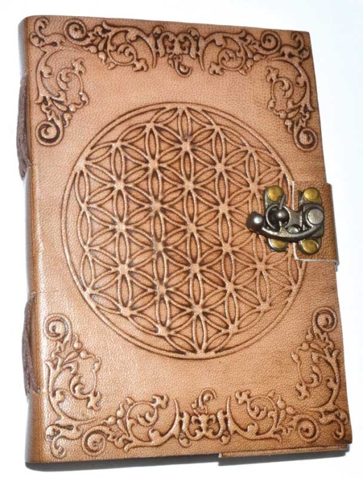 5" x 7" Flower Of Life Embossed Leather Journal with Latch