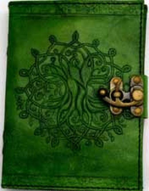 5" X 7" Green Tree Of Life Leather Journal with Latch
