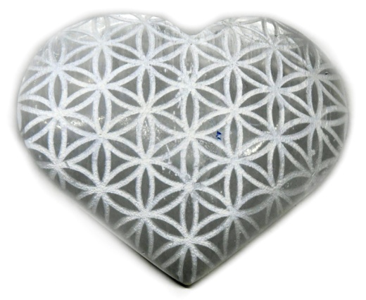 3" Selenite Heart with Flower Of Life