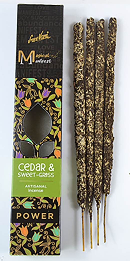 4Pk Cedar & Sweetgrass (Power) Manifest Stick