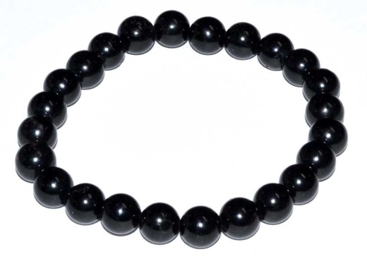 8Mm Black Tourmaline Beaded Bracelet - Grounding & Negative Energy Protection