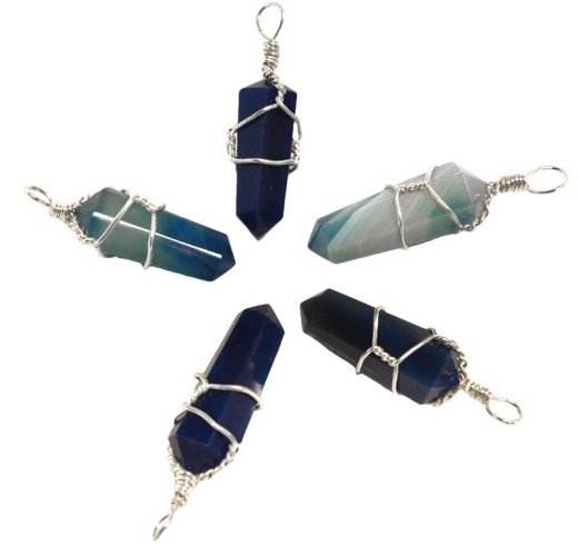Blue Onyx Wire Wrapped Point Pendant
