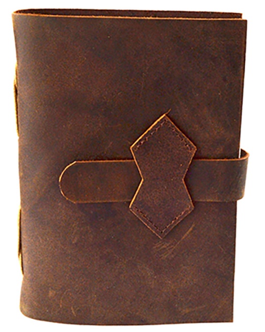 Brown Leather Journal W/ Strap 4 1/2" X 6 1/2" - 240 Pages - Unlined