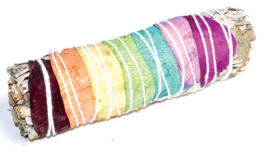 4 Inch White Sage 7 Chakra Colors Stick