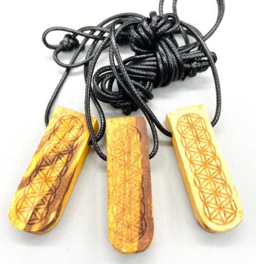 Set Of 3 Palo Santo Flower Of Life Pendants