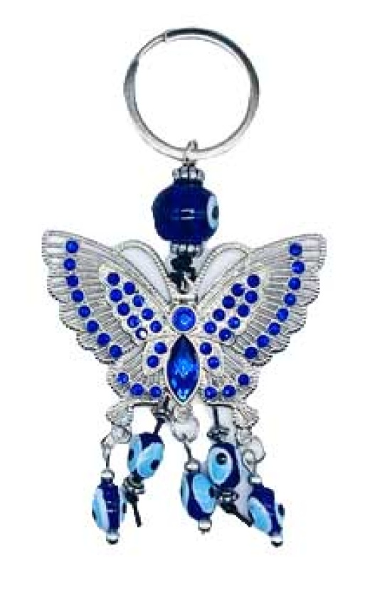Butterfly Keychain with Evil Eye Pendant
