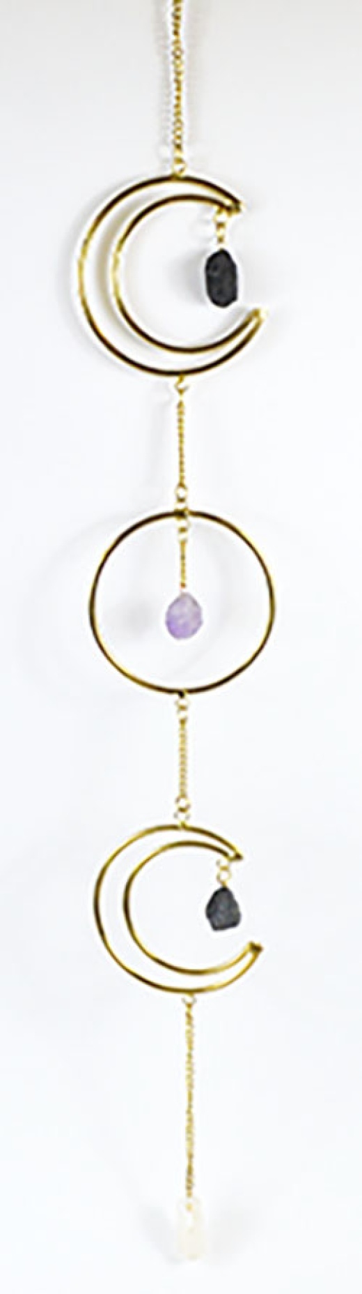 22"X 3" Triple Moon Wreath With Stones Wall Hanging