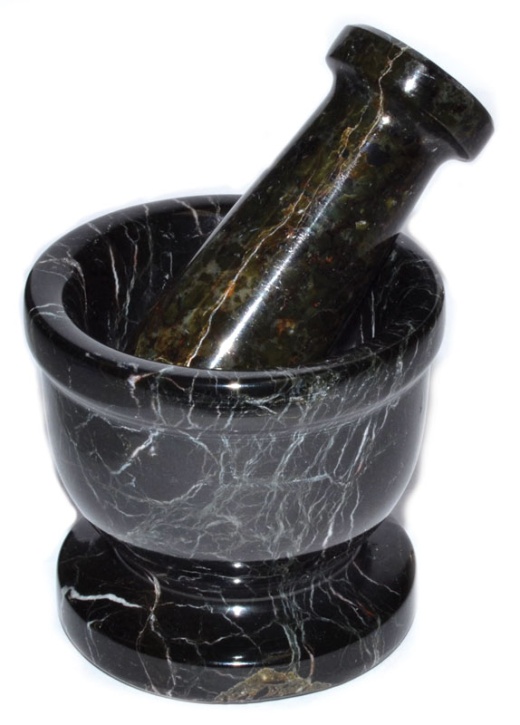 2 1/2" Black Zebra Mortar And Pestle Set - Natural Stone