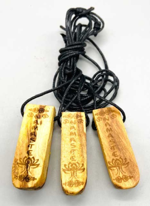 Set of 3, 2" Palo Santo Namaste Pendants