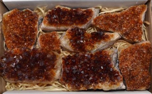 2Lb Flat of Citrine Druse - Unique Brazilian Citrine Points