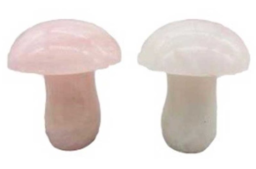Rose Quartz Mushroom Crystals - Set of 2, 1 3/4"