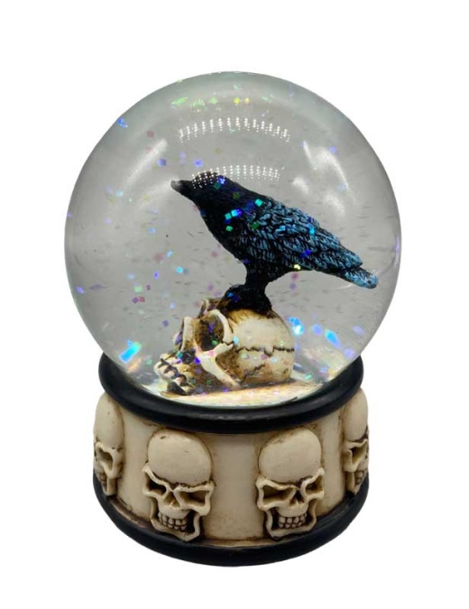3 1/4" Raven On Skull Water Globe