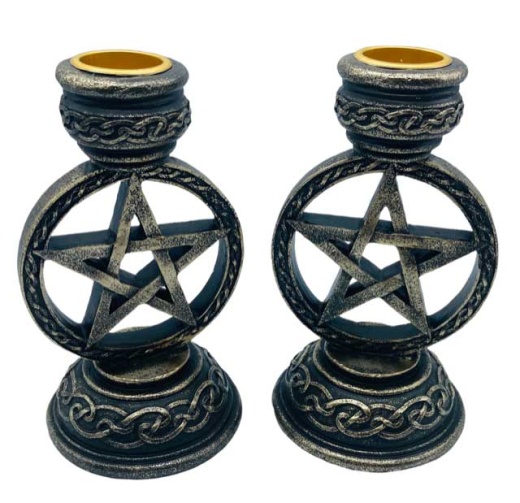 Set of 2 Pentagram Taper Holders (5 1/2")