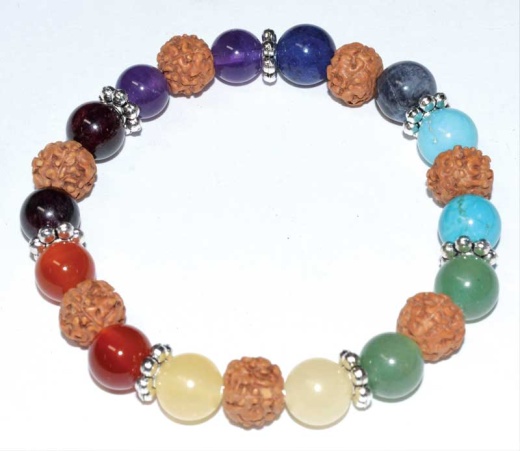 8MM Chakra & Rudraksha Beaded Bracelet