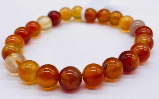 8Mm Agate, Red Bracelet - Natural Stone Bead Elastic Band