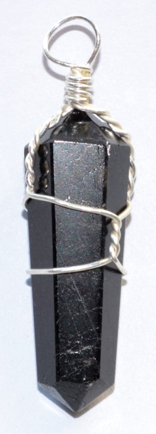 Set Of 5 Tourmaline Black Wire Wrapped Point - Protective Crystal Pendant