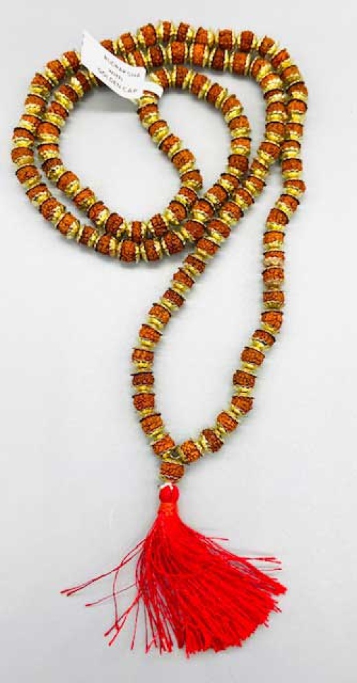 Golden Capped Rudraksha Japmala