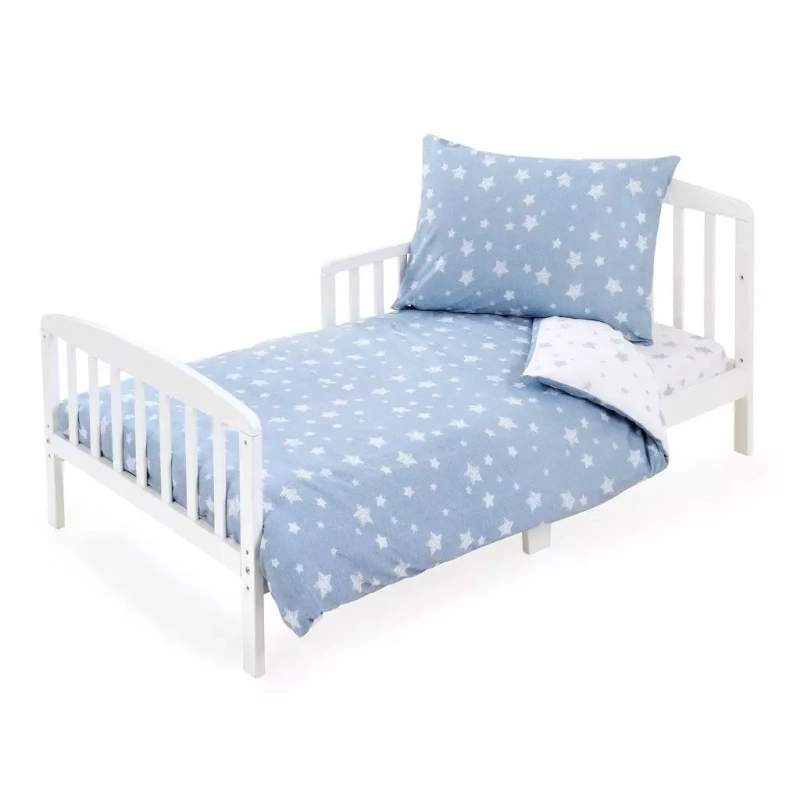 Blue Stars 3-Piece Toddler Cotton Fitted Crib And Toddler Bedding Set