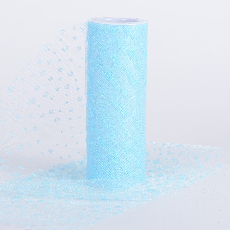 Light Blue - 6 Inch X 10 Yards Sparkle Dot Tulle - ( W: 6 Inch | L: 10 Yards )