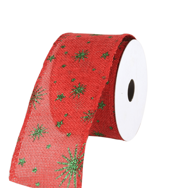 Red Faux Burlap Christmas Ribbon - (2.5 Inch X 10 Yards)