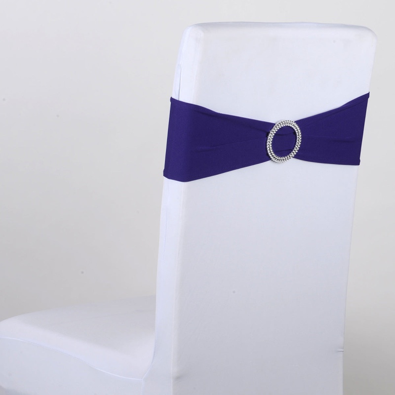 Spandex Chair Sash With Buckle - Purple 5 Pieces