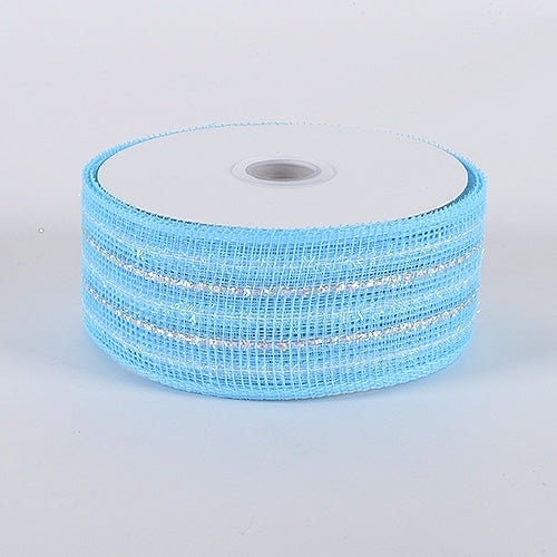 Light Blue - Laser Metallic Mesh Ribbon - ( 2 - 1/2 Inch X 25 Yards )