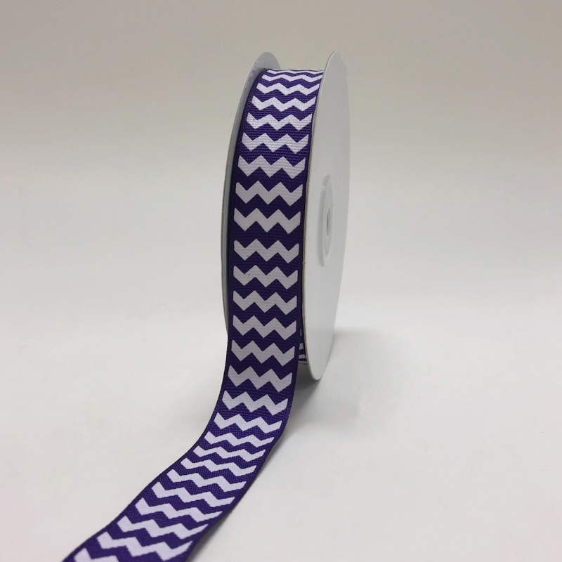 Purple - Chevron Design Grosgrain Ribbon ( 7/8 Inch | 25 Yards )