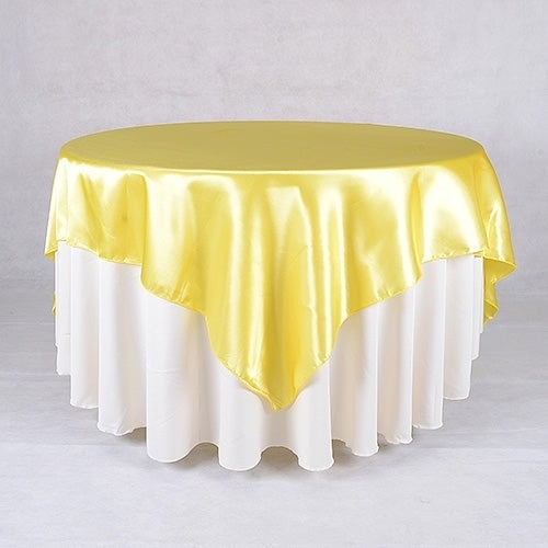 Yellow - 90 X 90 Satin Table Overlays - ( 90 Inch X 90 Inch )