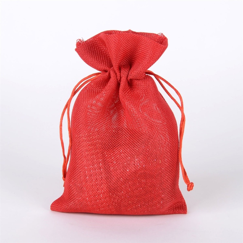 Red - Faux Burlap Bags ( 6X9 Inch - 6 Bags)