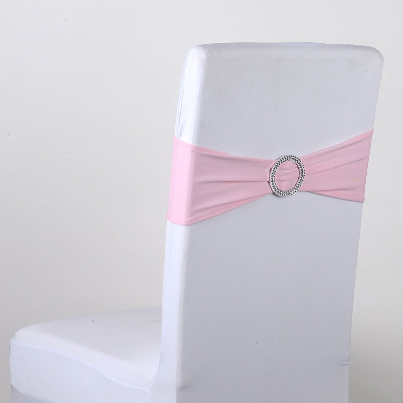 Spandex Chair Sash With Buckle - Light Pink 5 Pieces