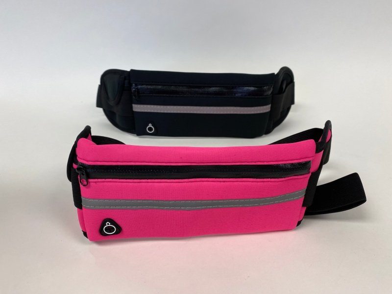 Waist Belt With Pouch Bag, Black & Pink - Pack Of 2