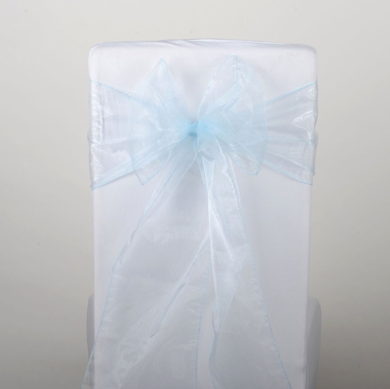 Light Blue - Organza Chair Sash - ( Pack Of 10 Piece - 8 Inches X 108 Inches )