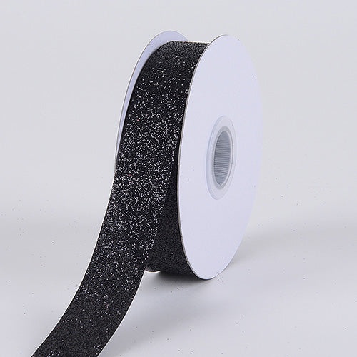 Black - Metallic Glitter Ribbon - ( 7/8 Inch 25 Yards )