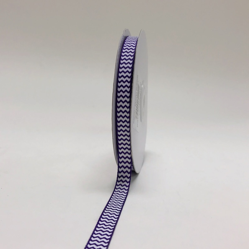 Purple - Chevron Design Grosgrain Ribbon ( 3/8 Inch | 25 Yards )