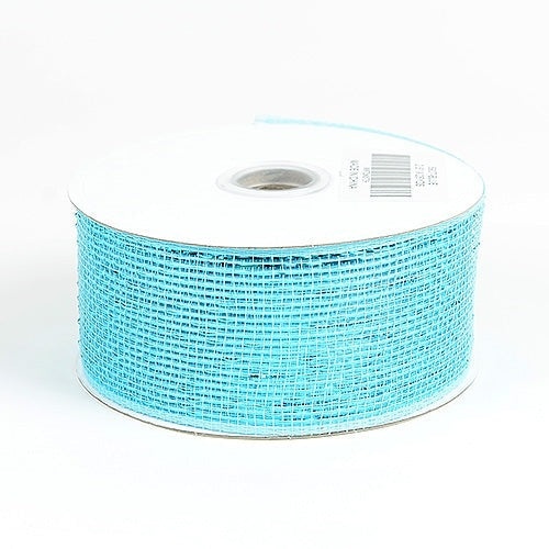 Blue - Metallic Deco Mesh Ribbons - ( 2.5 Inch X 25 Yards )