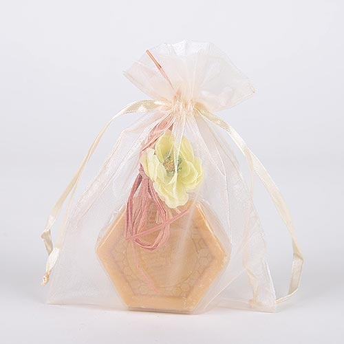 Ivory - Organza Bags - ( 6X15 Inch - 6 Bags )