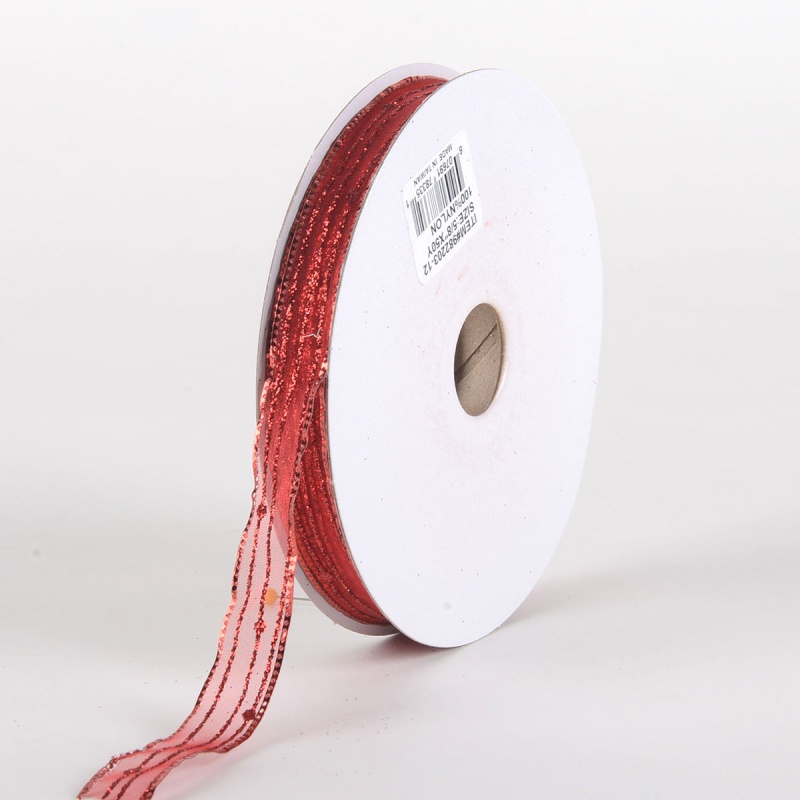 Glitter Corsage Ribbon Red - ( 5/8 Inch 50 Yards )