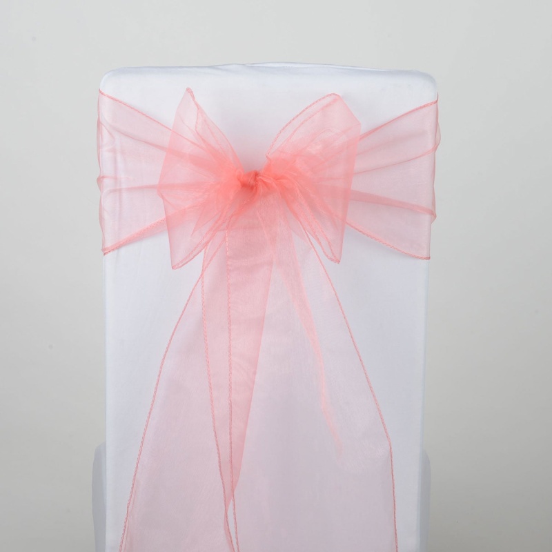 Coral - Organza Chair Sash - ( Pack Of 10 Piece - 8 Inches X 108 Inches )