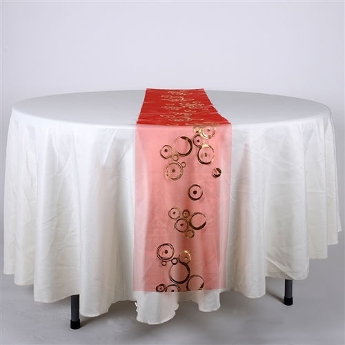 Red With Gold Metallic Organza Table Runner