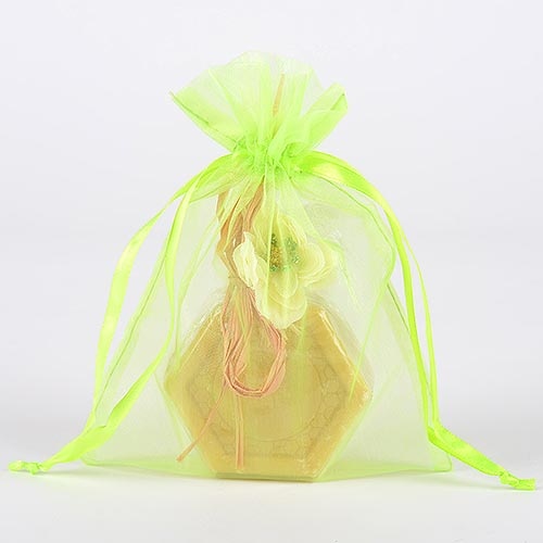 Apple Green - Organza Bags - ( 6X15 Inch - 6 Bags )