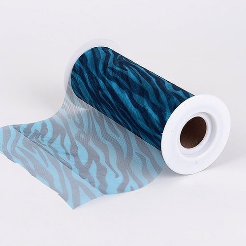 Turquoise 6 Inch Organza Animal Print ( W: 6 Inch | L: 10 Yards )