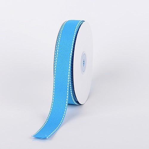 Turquoise - Grosgrain Ribbon Stitch Design - ( 7/8 Inch | 25 Yards )