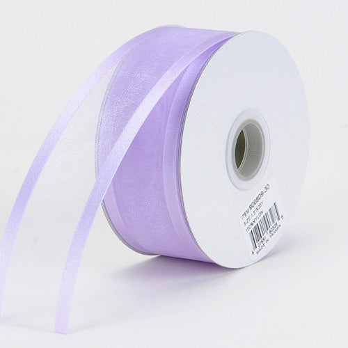 Lavender - Organza Ribbon Two Striped Satin Edge - ( 1 - 1/2 Inch | 25 Yards )