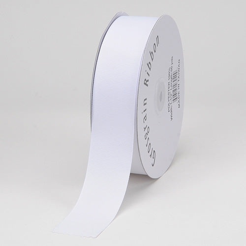 White - Grosgrain Ribbon Solid Color - ( W: 7/8 Inch | L: 50 Yards )