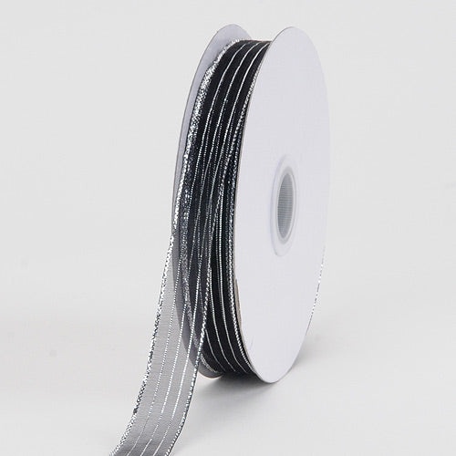Black Silver - Corsage Ribbon - ( 5/8 Inch | 50 Yards )