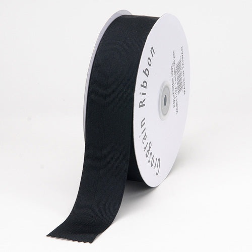 Black - Grosgrain Ribbon Solid Color - ( 1/4 Inch | 50 Yards )