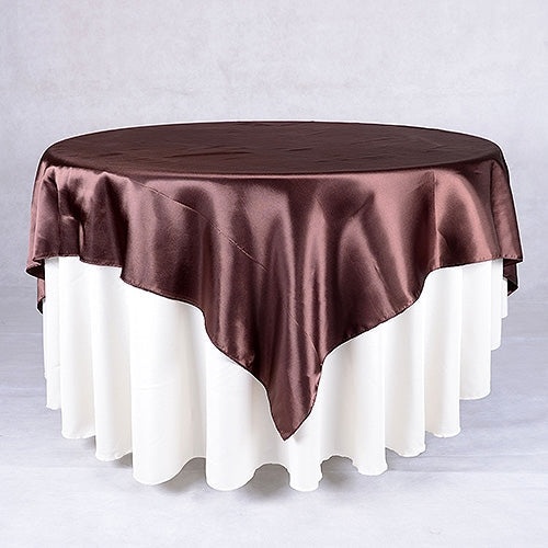 Brown - 90 X 90 Satin Table Overlays - ( 90 Inch X 90 Inch )