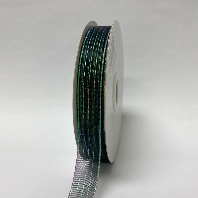Black With Iridescent - Corsage Ribbon - ( 5/8 Inch | 50 Yards )