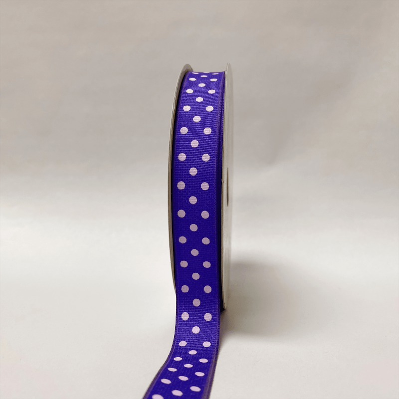 Grosgrain Ribbon Color Dots Purple With White Dots ( 5/8 Inch | 25 Yards )